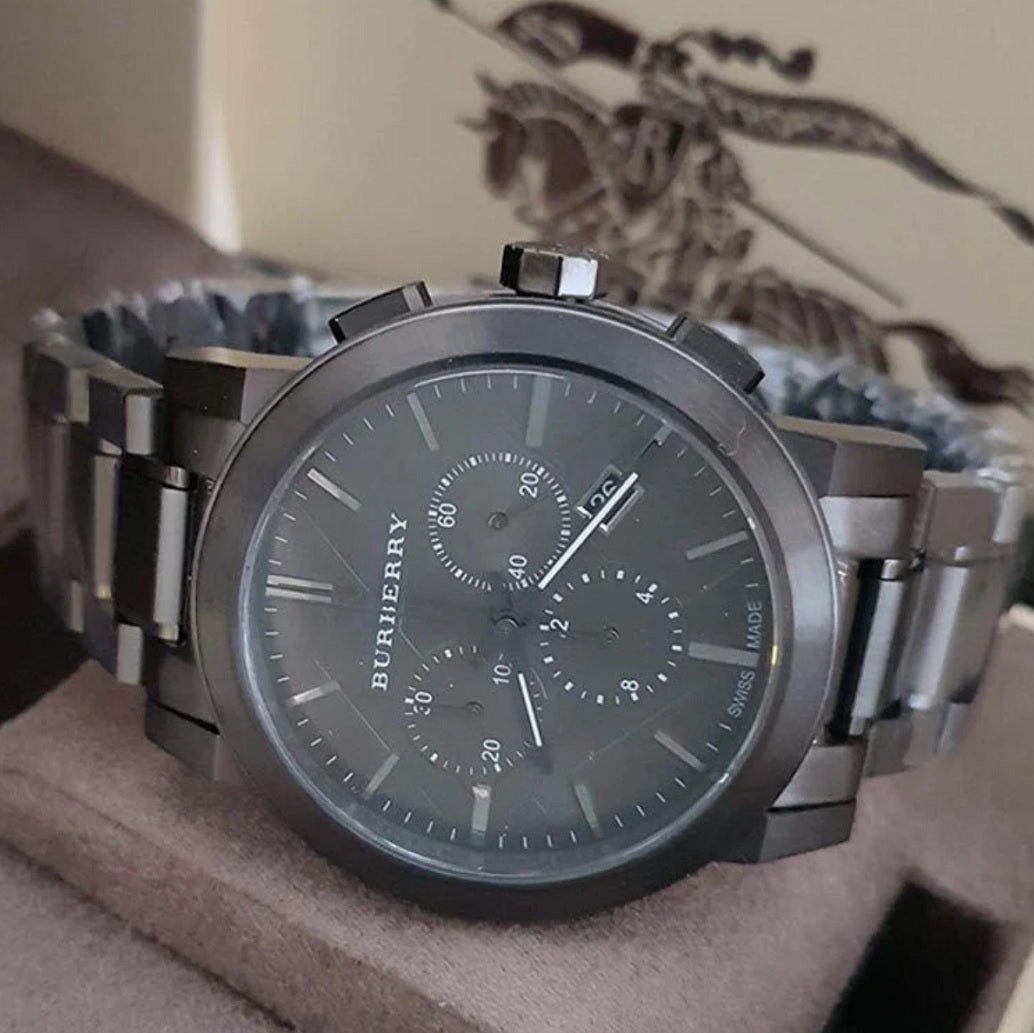 Burberry Men’s Watch Stainless Steel Dark Grey Strap With Dark Grey Dial BU9354 The City