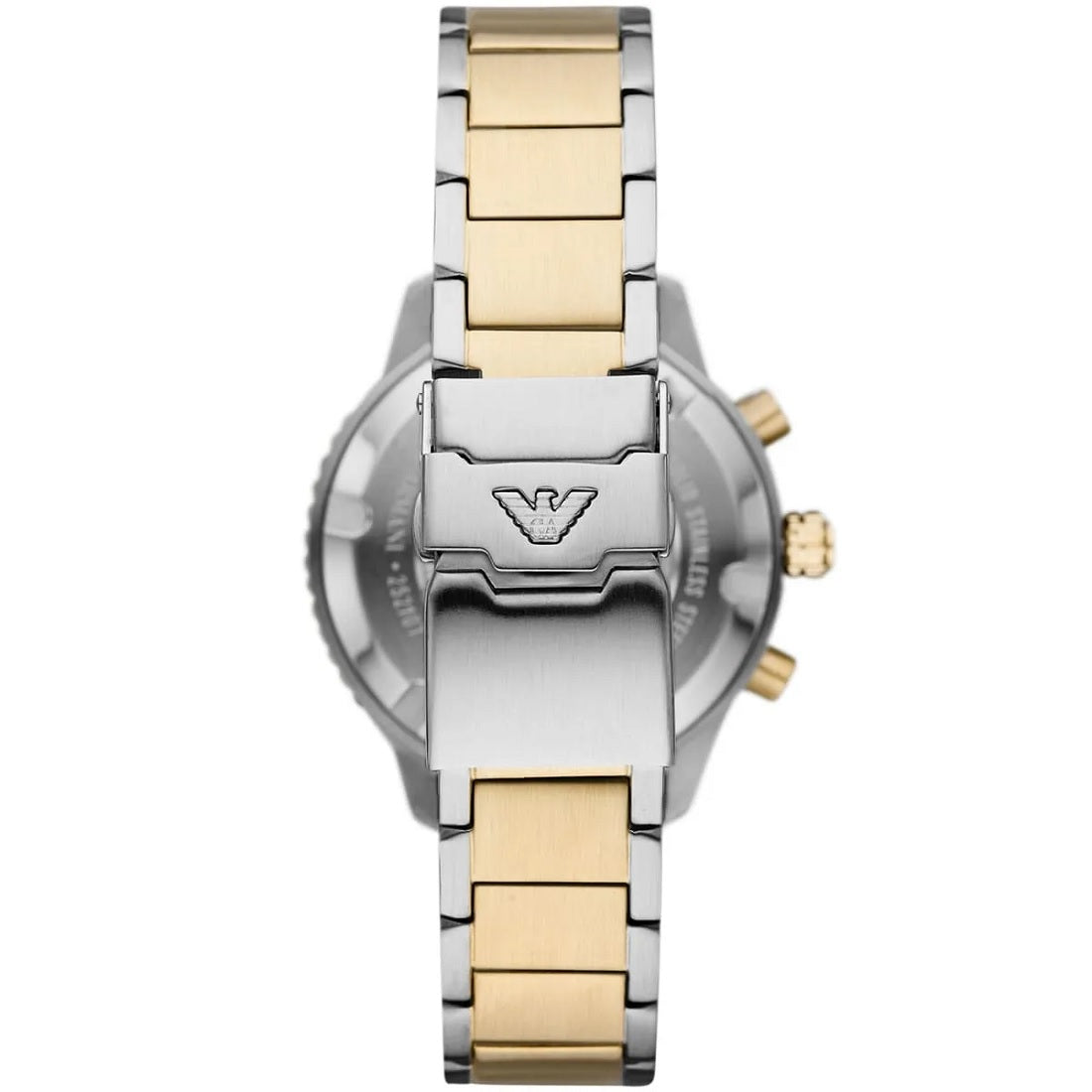 Emporio Armani Men's Watch Stainless Steel Silver & Yellow Gold Strap With Blue Dial AR11362 Diver