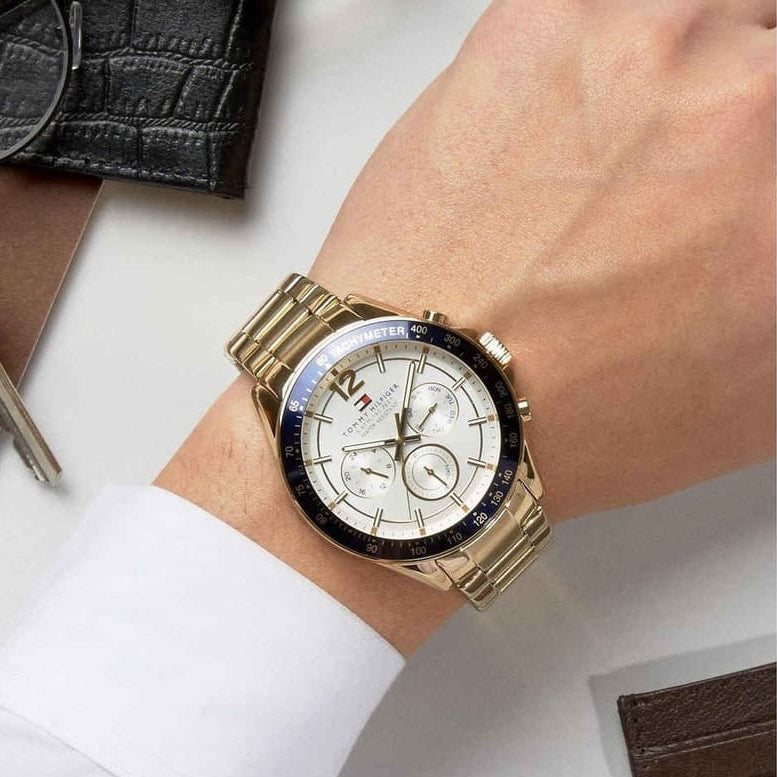 Tommy Hilfiger Men’s Watch Stainless Steel Gold Strap With White Dial 1791121